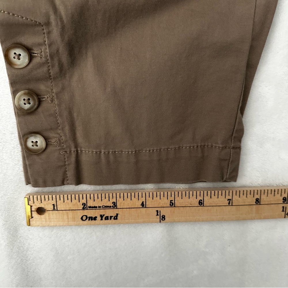 LOFT Outlet Curvy Crop Pants Women’s Sz 10 Brown Stretch Ankle Button Hem Career - Picture 9 of 12